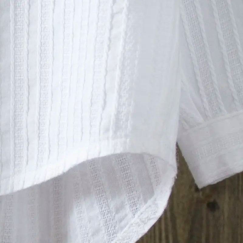 100% cotton white blouse women shirt spring summer elegant V-Neck ladies tops haut femme