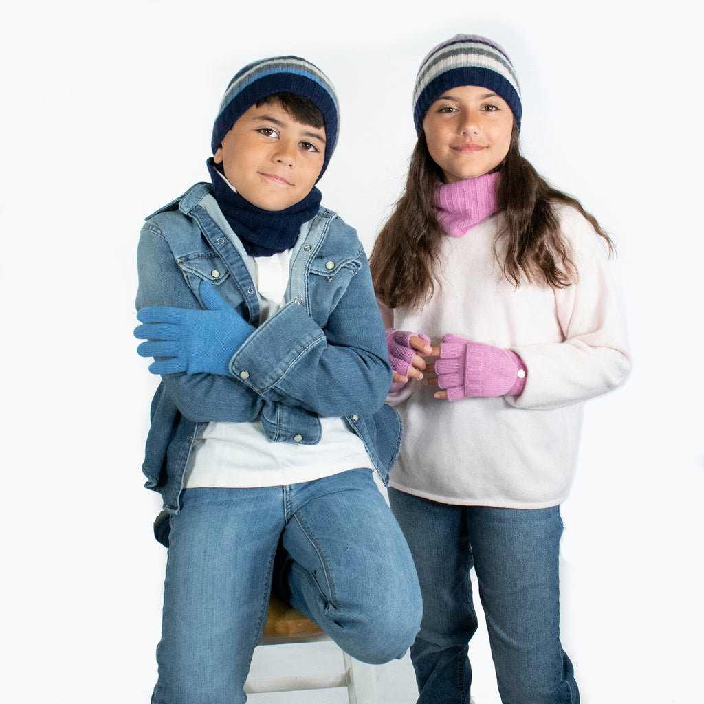 KIDS CASHMERE GLOVES - PALACE BLUE